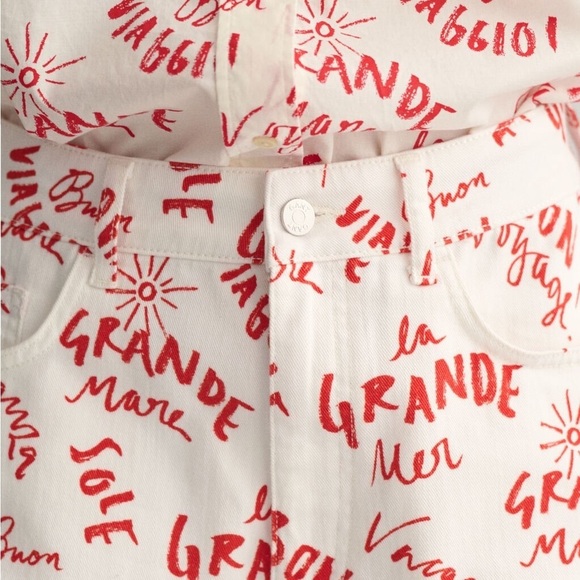 Gant High Waist White and Red Text Print Graphic Shorts - Picture 6 of 10
